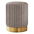 Monarch Specialties Shannon Pleated Ottoman With Metal Base, Light Brown/Gold