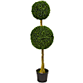 Nearly Natural Double Topiary Boxwood 54”H Artificial UV Resistant Indoor/Outdoor Tree, 54”H x 15”W x 15”D, Green