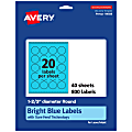 Avery® Print-To-The-Edge Labels With Sure Feed® Technology And Easy Peel® Label Feature, 94508-BBP40, Round, 1-2/3", Matte Bright Blue, Pack of 800 1 thumbnail image