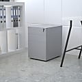 Flash Furniture Modern 21"D Vertical 3-Drawer Mobile Locking Filing Cabinet, Metal, Gray