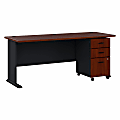 Bush Business Furniture Office Advantage 72"W Computer Desk With Mobile File Cabinet, Hansen Cherry/Galaxy, Standard Delivery