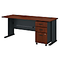 Bush Business Furniture Office Advantage 72"W Desk With Mobile File Cabinet, Hansen Cherry/Galaxy, Premium Installation