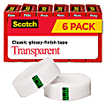 Scotch® Transparent Tape, 3/4" x 1000", Clear, Pack of 6 rolls