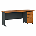 Bush Business Furniture Office Advantage 72"W Computer Desk With Mobile File Cabinet, Natural Cherry/Slate, Standard Delivery