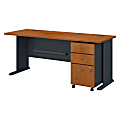 Bush Business Furniture Office Advantage 72"W Desk With Mobile File Cabinet, Natural Cherry/Slate, Premium Installation