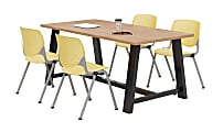 KFI Studios Midtown Table With 4 Stacking Chairs, Kensington Maple/Yellow 1 thumbnail image