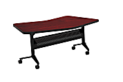 Mayline® Flip-N-Go™ Training Table, Trapezoid, Regal Mahogany/Black 1 thumbnail image