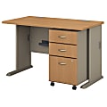 Bush Business Furniture Office Advantage 48"W Desk With Mobile File Cabinet, Light Oak/Sage, Standard Delivery