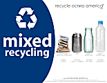 Recycle Across America Mixed Standardized Recycling Labels, MXD-8511, 8 1/2" x 11", Navy Blue