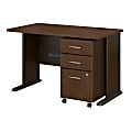Bush Business Furniture Office Advantage 48"W Desk With Mobile File Cabinet, Sienna Walnut/Bronze, Premium Installation