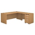 Bush Business Furniture Components 72"W L Shaped Desk with 3 Drawer Mobile File Cabinet, Light Oak, Standard Delivery