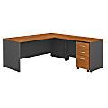Bush Business Furniture Components 72"W L Shaped Desk with 3 Drawer Mobile File Cabinet, Natural Cherry/Graphite Gray, Premium Installation