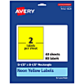 Avery® Printable Labels, 94229-NYP40, Rectangle, 5-1/2" x 8-1/2", Matte Neon Yellow, Pack of 80 1 thumbnail image