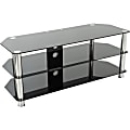 AVF SDC1250CM-A: Classic - Corner Glass TV Stand with Cable Mangement - Up to 60" Screen Support - 231.49 lb Load Capacity - 3 x Shelf(ves) - 19.7" Height x 49.2" Width x 16.5" Depth - Tempered Glass, Stainless Steel - Chrome, Black 1 thumbnail image