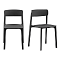 Eurostyle Tibo Polypropylene Stackable Outdoor Furniture Side Chairs, Black, Set Of 2 Chairs 1 thumbnail image