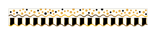 Barker Creek Scalloped-Edge Double-Sided Borders, 2 1/4" x 36", Gold Bars, Pack Of 13