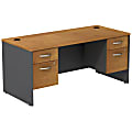 Bush Business Furniture Components Desk With Two 3/4 Pedestals, Natural Cherry/Graphite Gray, Standard Delivery