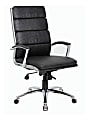 Boss Office Products Textured CaressoftPlus Ergonomic Executive High-Back Chair, Black/Chrome