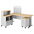 BBF Sector 60" x 72" Curved L-Desk, 30"H x 59 1/2"W x 71 1/2"D, Natural Maple, Premium Installation Service