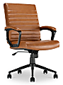 Click365 Transform 3.0 Ergonomic Vegan Leather Mid-Back Manager's Chair, Cognac