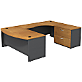Bush Business Furniture Components Bow Front U Shaped Desk With 2 Drawer Lateral File Cabinet, Natural Cherry/Graphite Gray, Premium Installation