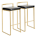 LumiSource Fuji Stacker Bar Stools, Gold/Black, Set Of 2 Stools