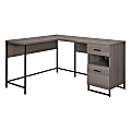 Office Star™ Hagney Lane 58"W L-Shaped Computer Desk With Power And Storage, Farm Oak