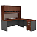 Bush Business Furniture Components 72"W L Shaped Desk with Hutch and 3 Drawer Mobile File Cabinet, Hansen Cherry/Graphite Gray, Premium Installation
