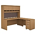 Bush Business Furniture Components 72"W L Shaped Desk with Hutch and 3 Drawer Mobile File Cabinet, Light Oak, Premium Installation
