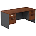 Bush Business Furniture Components Desk With Two 3/4 Pedestals, Hansen Cherry, Premium Installation