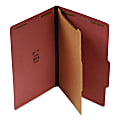 SJ Paper 1-Divider Classification Folders, Legal Size, 4 Fasteners, 60% Recycled, Red, Box Of 20