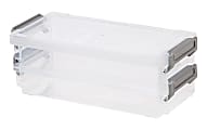 IRIS Layered Latch Boxes, 8-1/2" x 4" x 3-1/4", Clear, Pack Of 8 Boxes 1 thumbnail image