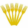JAM PAPER Big Party Pack of Premium Plastic Forks, Yellow, 100 Disposable Forks/Box  1 thumbnail image