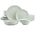 Elama Emilia 16-Piece Assorted Double Bowl Stoneware Dinnerware Set, Light Green 1 thumbnail image