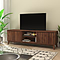 Flash Furniture Hatfield Mid-Century Modern TV Stand for 65+ Inch TV's - 70 Inch Media Center with Adjustable Center Shelf and Dual Soft Close Doors, Dark Walnut