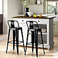 Glamour Home Barto Metal Barstools With Back, Black, Set Of 2 Barstools 1 thumbnail image