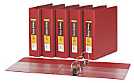 Office Depot® Brand Heavy-Duty Easy-Open D-Ring Binders, 2" Rings, Red, Pack Of 6 Binders 1 thumbnail image