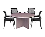 Boss Office Products 42" Round Table And Mesh Guest Chairs Set, Driftwood/Black
