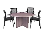Boss Office Products 42" Round Table And Mesh Guest Chairs Set, Driftwood/Black 1 thumbnail image