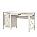 Bush Furniture Key West 54"W Computer Desk With Keyboard Tray And Storage, Linen White Oak, Standard Delivery 1 thumbnail image