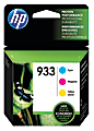 HP 933 Cyan, Magenta, Yellow Ink Cartridges, Pack Of 3, N9H56FN 1 thumbnail image