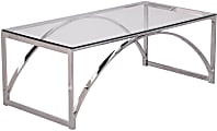 SEI Stevenly Cocktail Table, 18"H x 48"W x 24"D, Chrome