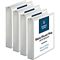 Business Source Round Ring View Binder, 1 1/2" Ring, 8 1/2" x 11", White, Pack Of 4 1 thumbnail image