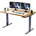 Rise Up® Electric 60"W Standing Computer Desk, Natural/Silver