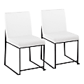 LumiSource High-Back Fuji Dining Chairs, Faux Leather, White/Black, Set Of 2 Chairs