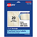 Avery® Pearlized Permanent Labels With Sure Feed®, 94202-PIP100, Rectangle, 1" x 4", Ivory, Pack Of 2,000 Labels 1 thumbnail image