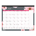2025 Blueline Monthly Desk Pad Calendar, 22" x 17", Pink Daisy, January To December