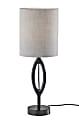 Adesso Mayfair Table Lamp, 27-1/2”H, Light Textured Gray Fabric Shade/Black Base