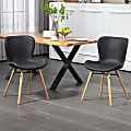 Glamour Home Banks Faux Leather Dining Accent Chairs, Black/Natural, Set Of 2 Chairs
