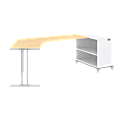 BBF Momentum Dog-Leg Left Desk With 30" Storage, 29 1/2"H x 99 1/2"W x 41"D, Natural Maple, Standard Delivery Service